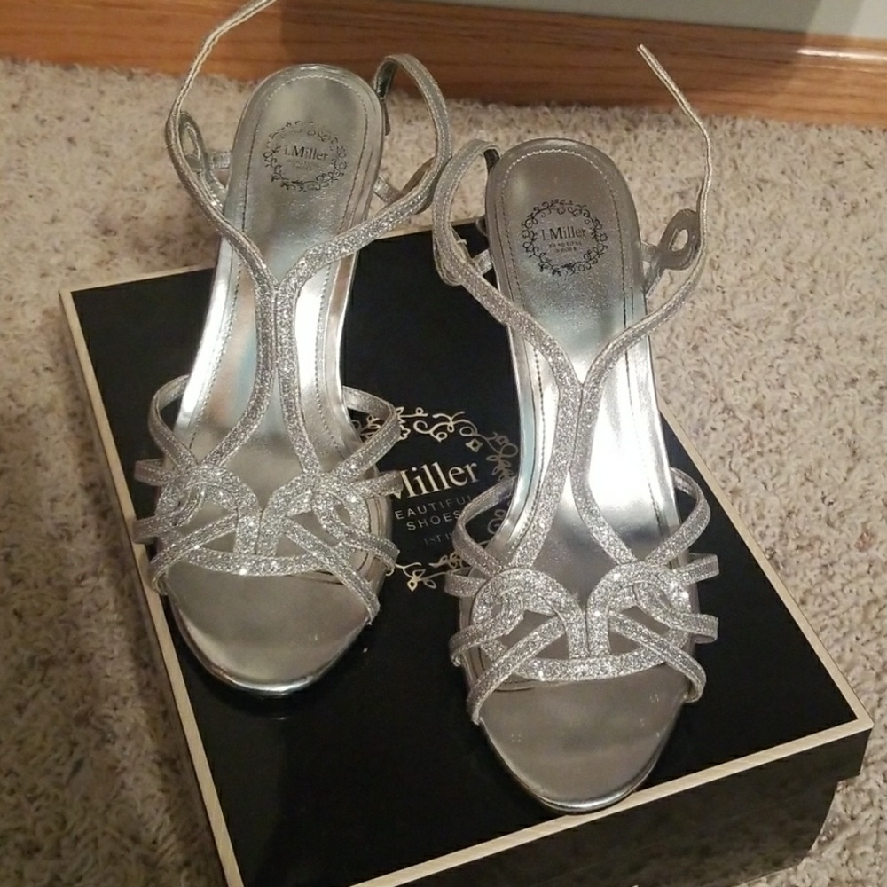 Silver prom heels